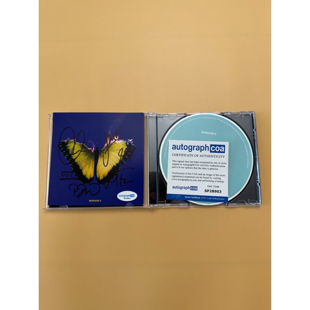 Maroon 5 GROUP SIGNED Love Is Like CD Autograph ACOA SP28903